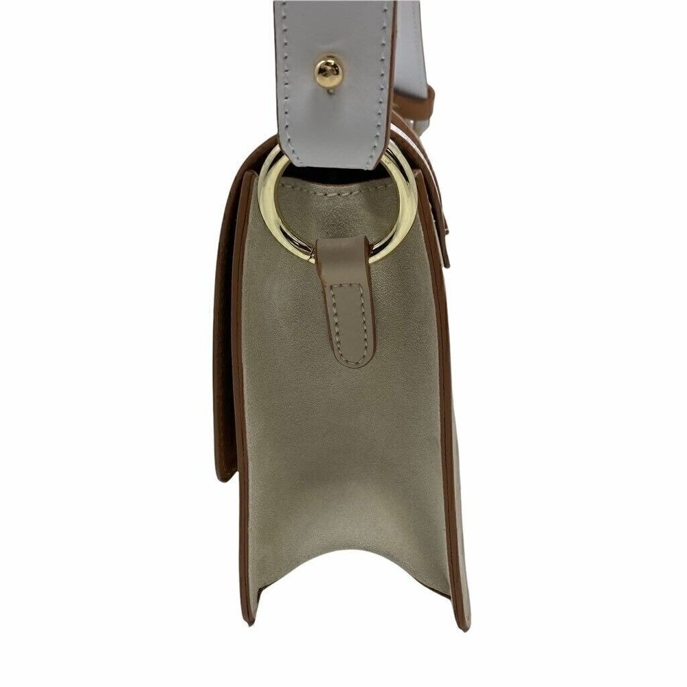 Carlo Pazolini Womens Shoulder Bag Beige Color Block Leather Magnetic Snap NEW - Picture 2 of 9